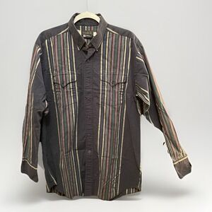 Vintage Panhandle Slim Western Shirt Mens 17-35 Large Pearl Snap Brushpopper